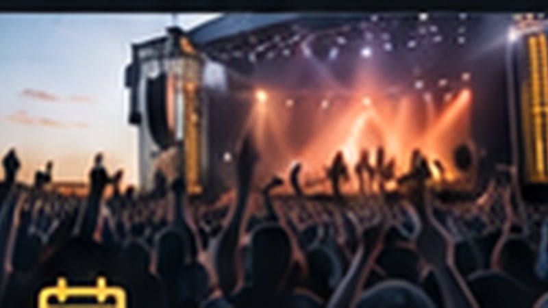 Festival de música con escenario y público